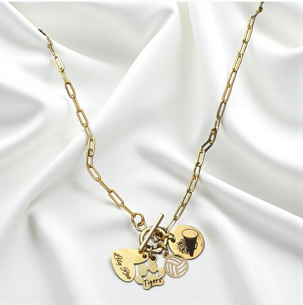 Stainless Steel Volleyball Charm Necklace