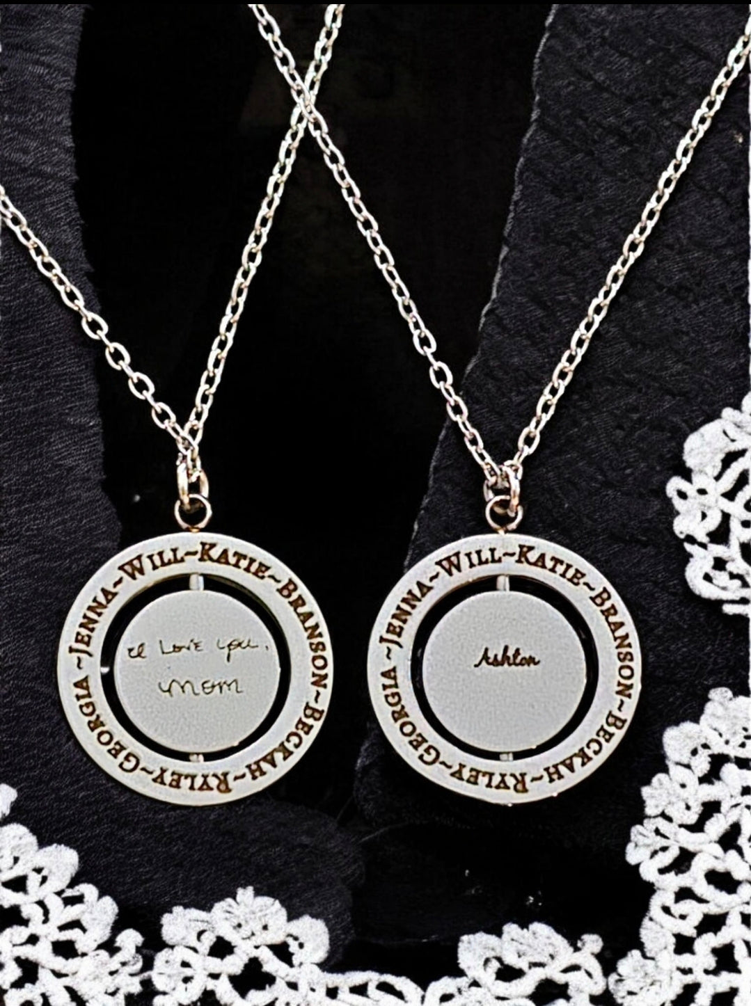 Stainless Steel Silver Rotating Circle Necklace