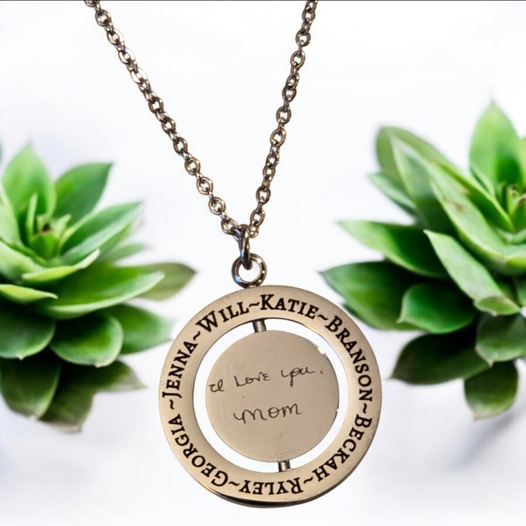 Stainless Steel Silver Rotating Circle Necklace