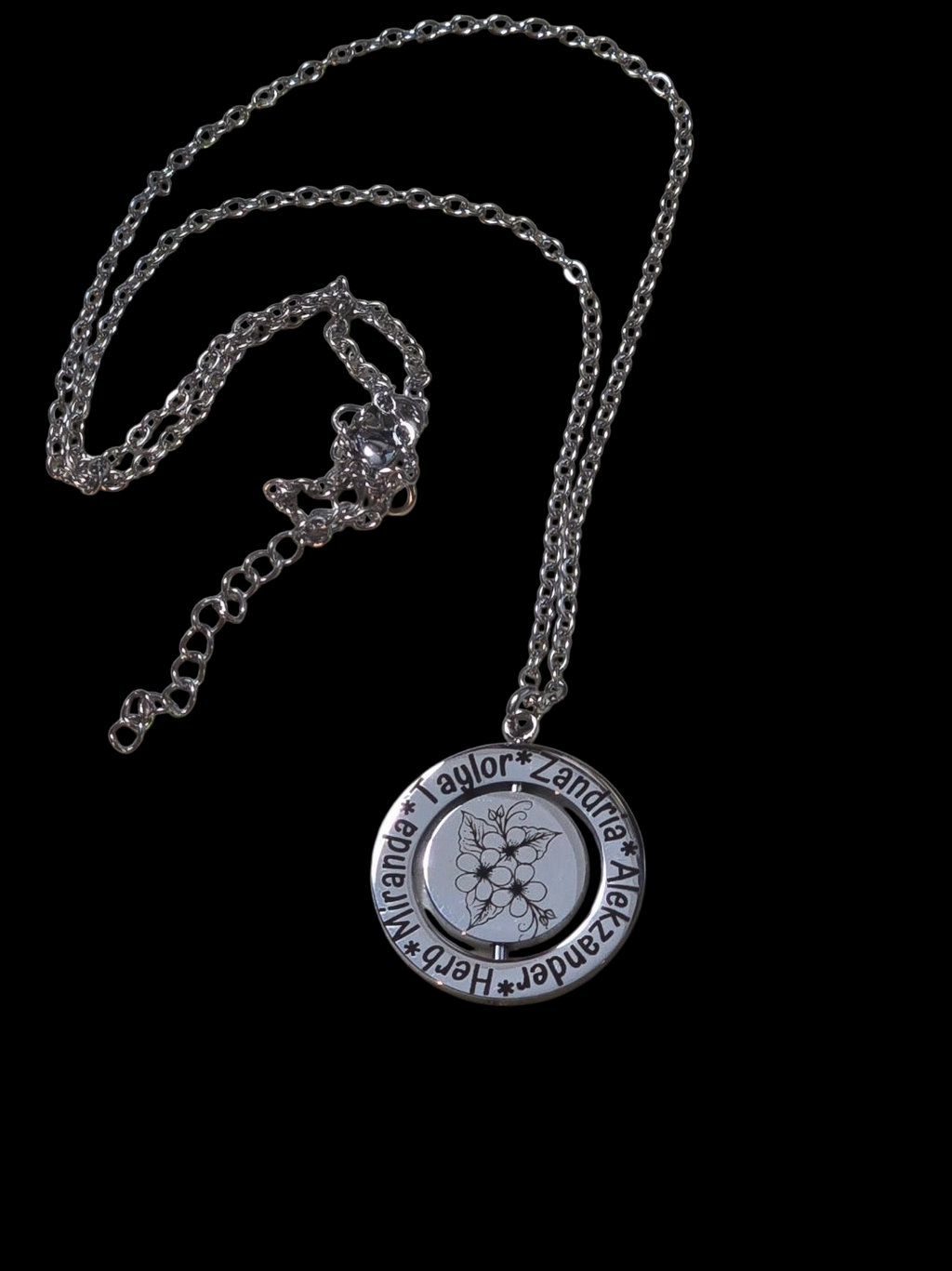 Stainless Steel Silver Rotating Circle Necklace