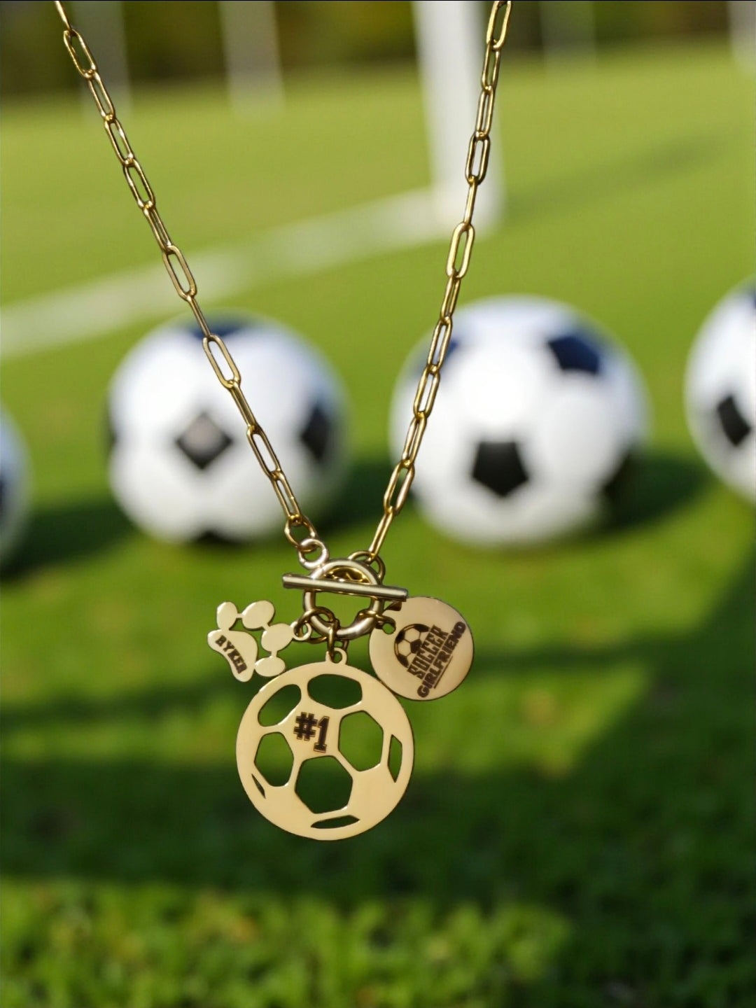 Stainless Steel Soccer Mom Charm Necklace